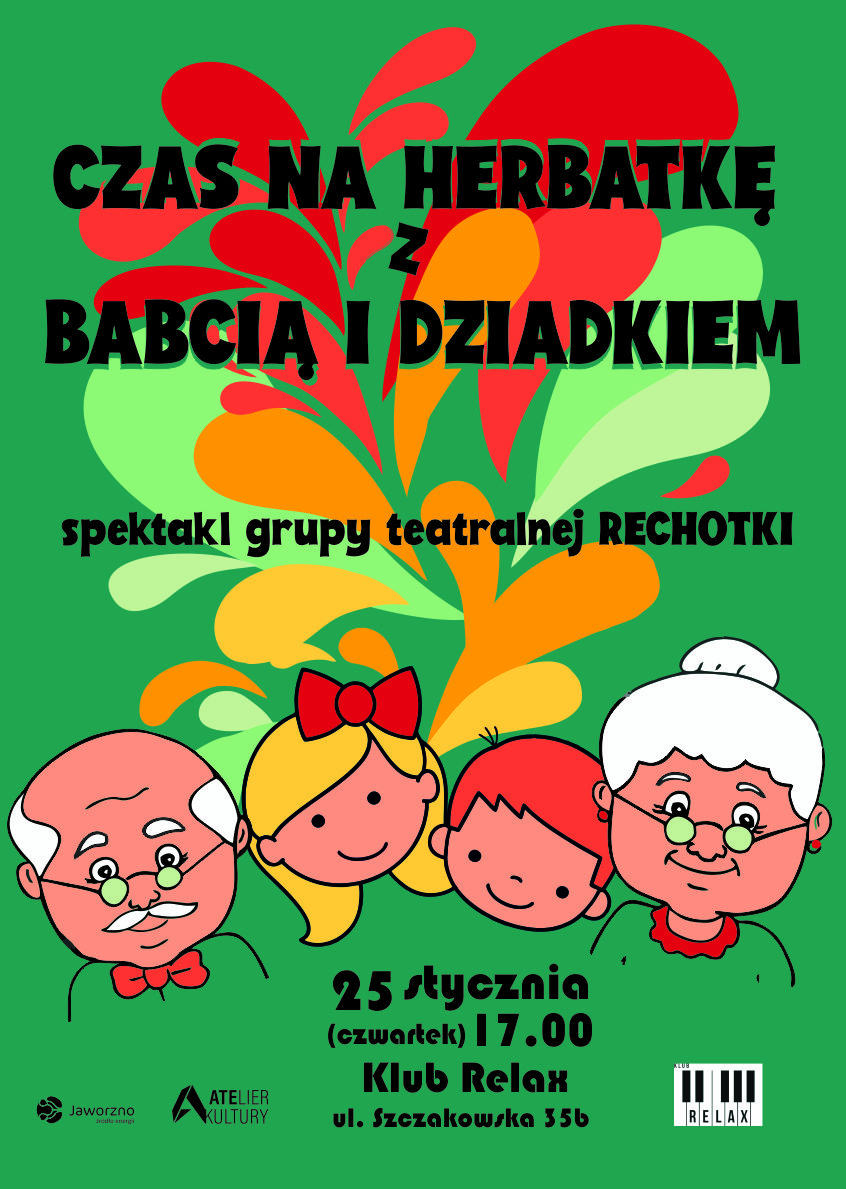 plakat obrazujący spektakl z okazji Dnia Babci i Dziadka